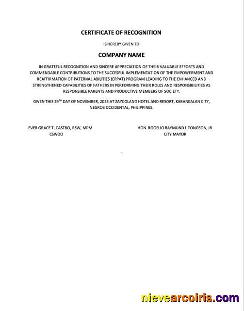 Philippines certificate of recognition